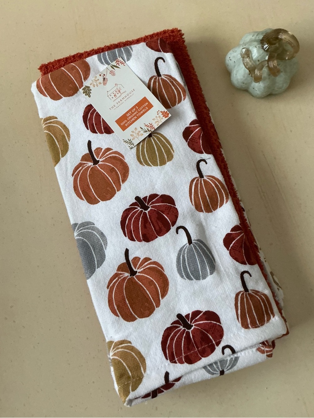 NWT Set/3 Autumn Pumpkin Design Kitchen Dish Towels 🍂